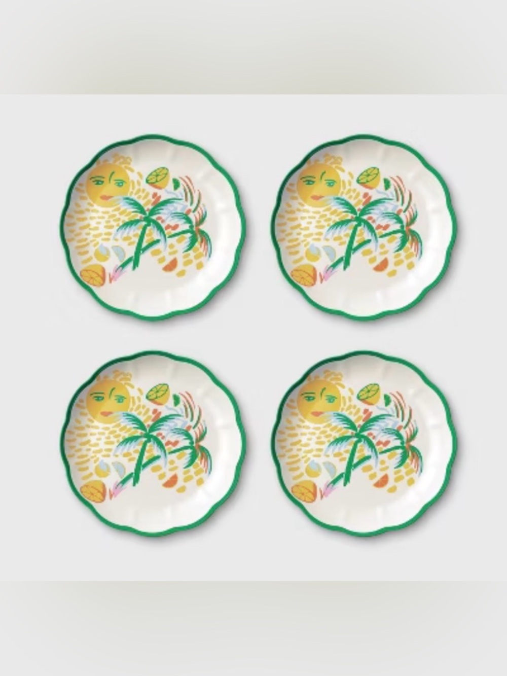 Roller Rabbit x Target Set of 4 Melamine 9" Salad Plates NWOT